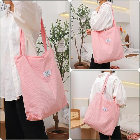 Corduroy Tote Bag for Women Large Hobo Bags Tote Bag with Zipper Casual Shoulder Handbags Work Shopping Bag in Saudi Arabia