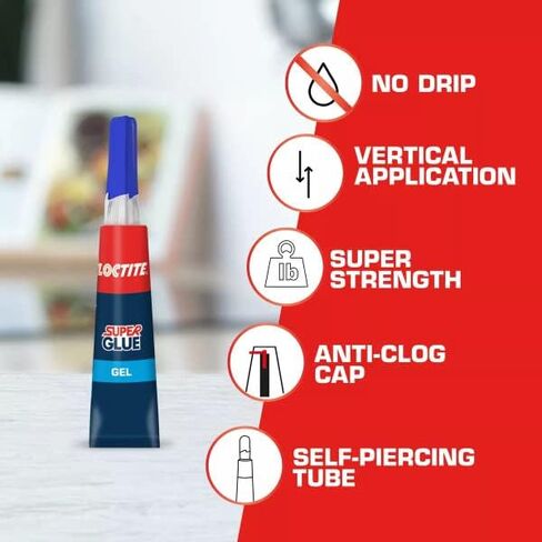 Loctite Super Glue Gel Tube, Clear Superglue for Plastic, Wood, Metal, Crafts, & Repair, Cyanoacrylate Adhesive Instant Glue, Quick Dry - 0.07 fl oz Bottle, Pack of 12 in Saudi Arabia