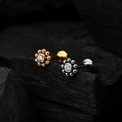 FINE4U Mini Threadless Flat Back Earring Stud for Tragus Conch Helix 18G 6mm 8mm - ASTM F136 Titanium Cartilage Piercing Jewelry in Saudi Arabia