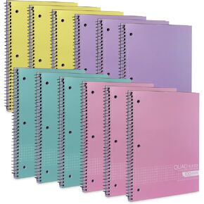 Graph Paper Spiral Notebook - Graph Paper Notebook, Quad Ruled Grid Notebooks, Perforated Pages - 10.5 X 8 Inches - 1 Subject Wirebound Notebook - Assorted Colors - 100 Sheets per Book - (4 Pack)