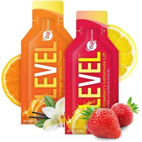 LEVEL Life Strawberry Lemonade Lift & Orange Vanilla Dream Glucose Gel - 8 Pack - FSA/HSA Eligible - Made in The USA