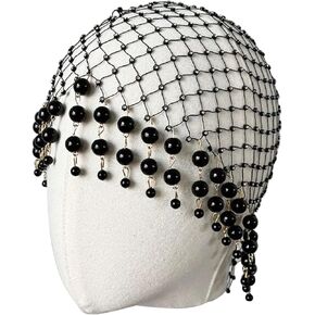 Cap Headpiece for Wedding Hair Jewery Flapper Pearls Tassel