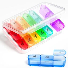 Pill Organizer 3 Times a Day,Pill Box 7 Day,Large Pill Box Organizer Container, Daily Pill Box Organizer,7 Day Pill Organizer,Medicine Organizer Box Travel Pill Organizer to Hold Vitamins,White in Kuwait