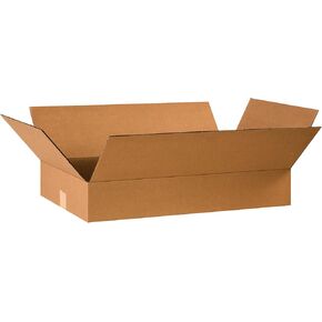 Partners Brand P24144 Flat Corrugated Boxes, 24"L x 14"W x 4"H, Kraft (Pack of 25)
