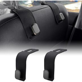 LECART Purse Hook for Car Double Hooks Leather Car Headrest Hooks Back Seat Purse Holder Multifunctional Seat Hanger Organizer Phone Holder Black 2 Pack