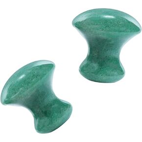 2pieces Natural Stone Gua Sha Scraping Massage Tool, Mushroom Shape Guasha Board for Face Neck Beauty Spa Relaxing Massage Stone (Green Aventurine)