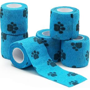 Bandages First Aid Tape Cohesive Bandage First Aid Bandages Cohesive Wrap Adhesive Bandage Self Adherent Cohesive Wrap Bandages Colorful Bandages (Blue Footprint, 2-Inch)