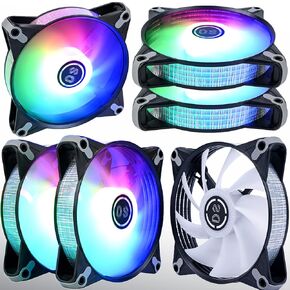 DS RGB Fans 120mm 6 Pack Case Cooling LED Fans for White Black PC Case, CPU Cooler and Radiators System (DK Series)