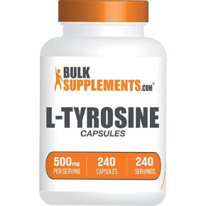 BULKSUPPLEMENTS.COM كبسولات L-Tyrosine - مكمل Tyrosine - كبسولات L Tyrosine 1000mg - مكمل الطاقة والتركيز - 2 كبسولة Tyrosine لكل وجبة - إمداد لمدة 90 يومًا (180 كبسولة) in Saudi Arabia