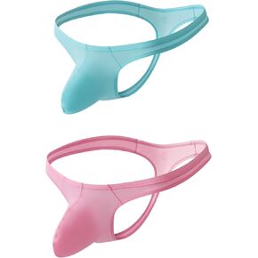 Mens soft T-Back Thongs Sexy Low Rise G-String Briefs Bulge Pouch Bikini Underwear