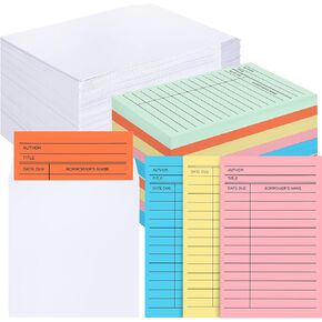 500 Pcs Set of 250 Library Card Pockets Self Adhesive and 250 Due Date Cards for Book Checkouts, Cds, DVDs, Classroom Supplies (White)