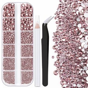 Two Packs of Flatback Rhinestones 4520 Pcs Rainbow Gems Crystal Nail Rhinestones for Crafting, Colorful+ AB+Transparent White Rhinestones for Bedazzling with Picker Tools for Nail Art and Face Makeup