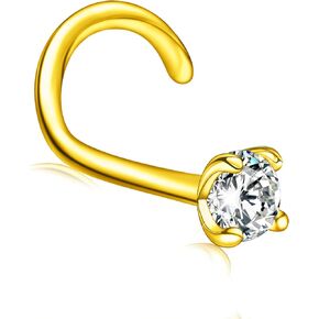 Moissanite Nose Stud for Women - 18K Gold Moissanite Nose Ring Piercing Real Moissanite Diamond Hypoallergenic Jewelry 925 Sterling Silver Nose Studs Gift for Women and Men