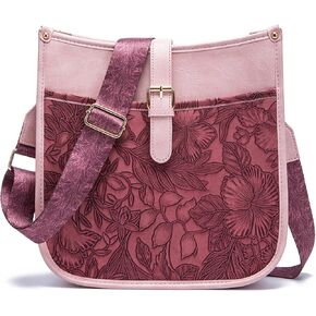 Western Wrangler Fringe Elegant Embossed Orchid Design Crossbody Purse for Women - Vintage Cellphone Bag with Tassel Zippers Ideal Trendy Vegan Hobo Handbags With Adjustable Shoulder Strap Bucket Blue