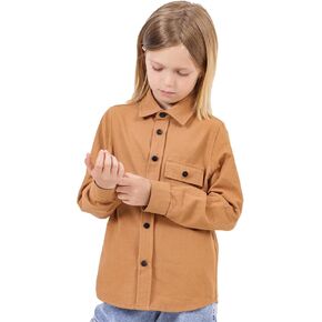 Boys Long Sleeve Shirts: Snap Button Up Toddler Boy Shirt, Roll-Up Sleeves Boys Dress Shirts, Boys Linen Shirt