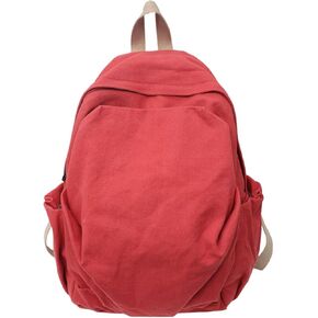 Women's canvas bag, men's and women's large capacity leisure backpack, men's and women's travel backpack (Black,One Size)