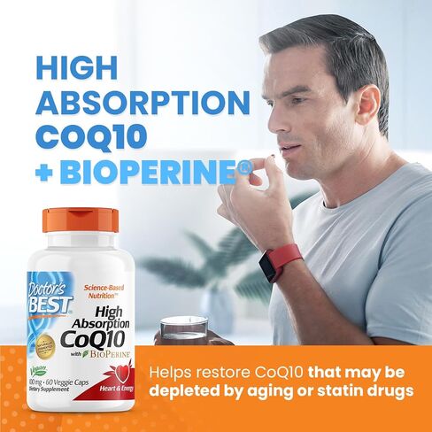 Doctor's Best High Absorption CoQ10 with BioPerine, Vegan, Gluten Free, Naturally Fermented, Heart Health & Energy Production, 100 mg 60 Veggie Caps in Saudi Arabia