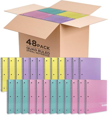 Graph Paper Spiral Notebook - Graph Paper Notebook, Quad Ruled Grid Notebooks, Perforated Pages - 10.5 X 8 Inches - 1 Subject Wirebound Notebook - Assorted Colors - 100 Sheets per Book - (4 Pack) in Saudi Arabia