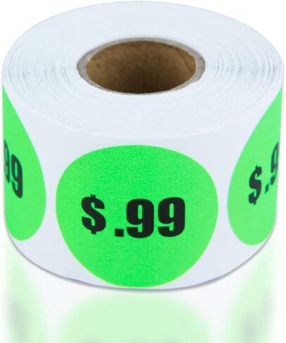 2.99 دولارًا أمريكيًا ملصقات أسعار مطبوعة مسبقًا - ملصقات دائرية مقاس 1.5 بوصة باللون الأخضر النيون الفلوريسنت لمتجر البيع بالتجزئة، وبيع المرآب، وبيع الفناء، وملصقات أسعار سوق السلع المستعملة والمزيد - 300 ملصق لكل لفة in Kuwait