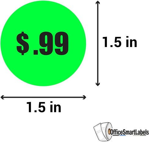 2.99 دولارًا أمريكيًا ملصقات أسعار مطبوعة مسبقًا - ملصقات دائرية مقاس 1.5 بوصة باللون الأخضر النيون الفلوريسنت لمتجر البيع بالتجزئة، وبيع المرآب، وبيع الفناء، وملصقات أسعار سوق السلع المستعملة والمزيد - 300 ملصق لكل لفة in Kuwait