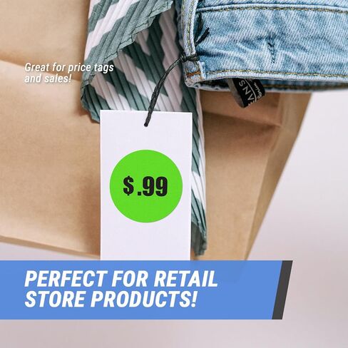 2.99 دولارًا أمريكيًا ملصقات أسعار مطبوعة مسبقًا - ملصقات دائرية مقاس 1.5 بوصة باللون الأخضر النيون الفلوريسنت لمتجر البيع بالتجزئة، وبيع المرآب، وبيع الفناء، وملصقات أسعار سوق السلع المستعملة والمزيد - 300 ملصق لكل لفة in Kuwait