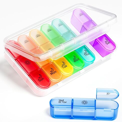 Pill Organizer 3 Times a Day,Pill Box 7 Day,Large Pill Box Organizer Container, Daily Pill Box Organizer,7 Day Pill Organizer,Medicine Organizer Box Travel Pill Organizer to Hold Vitamins,White in Kuwait