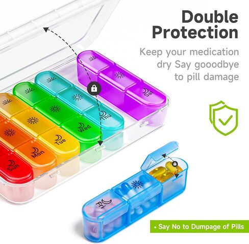 Pill Organizer 3 Times a Day,Pill Box 7 Day,Large Pill Box Organizer Container, Daily Pill Box Organizer,7 Day Pill Organizer,Medicine Organizer Box Travel Pill Organizer to Hold Vitamins,White in Kuwait
