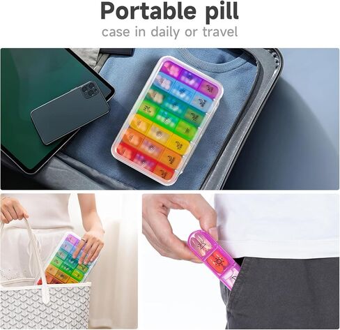 Pill Organizer 3 Times a Day,Pill Box 7 Day,Large Pill Box Organizer Container, Daily Pill Box Organizer,7 Day Pill Organizer,Medicine Organizer Box Travel Pill Organizer to Hold Vitamins,White in Kuwait