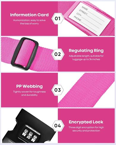 4-Pack Luggage Straps for Suitcases with Combination Lock, Heavy Duty Non-Slip Suitcase Belt, Adjustable Luggage Band Straps with Quick-Release Buckle Luggage Tag, Ensure Suitcase Security, Green in Saudi Arabia