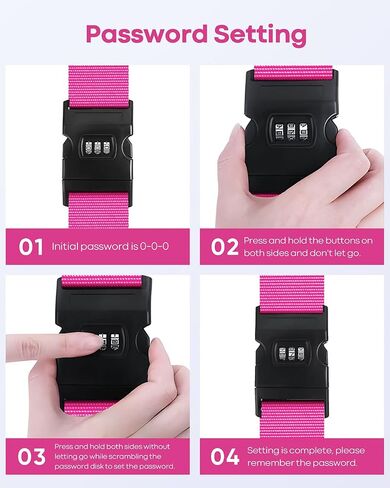 4-Pack Luggage Straps for Suitcases with Combination Lock, Heavy Duty Non-Slip Suitcase Belt, Adjustable Luggage Band Straps with Quick-Release Buckle Luggage Tag, Ensure Suitcase Security, Green in Saudi Arabia