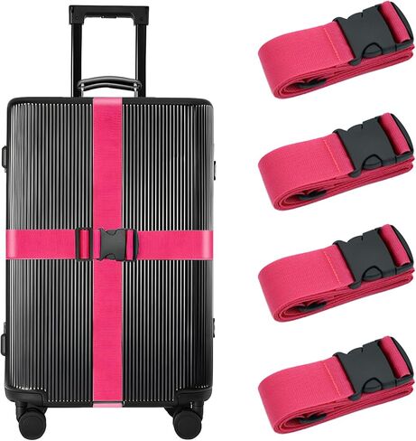Luggage Straps for Suitcases TSA Approved Suitcase Straps Adjustable Travel Belt Accessories Luggage Belt Strap 4 Pack, Red in Saudi Arabia