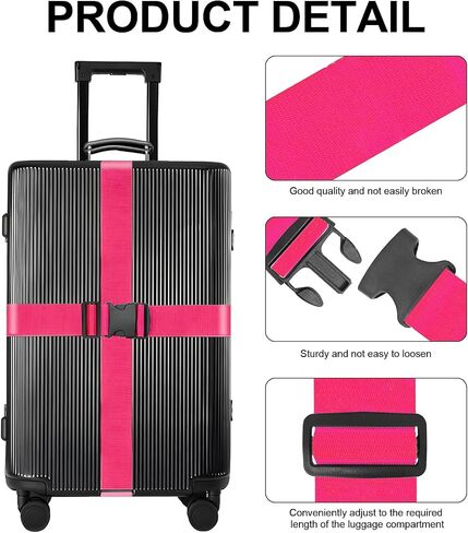 Luggage Straps for Suitcases TSA Approved Suitcase Straps Adjustable Travel Belt Accessories Luggage Belt Strap 4 Pack, Red in Saudi Arabia
