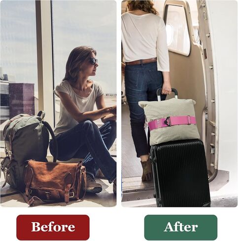 2-in-1 Travel Belt for Luggage Straps Add a Bag Bungees Luggage Strap Over Handle Suitcases Belt for Carry On Bag Elastic Belt Adjustable Suitcase Strap Airport Travel Accessories in Saudi Arabia