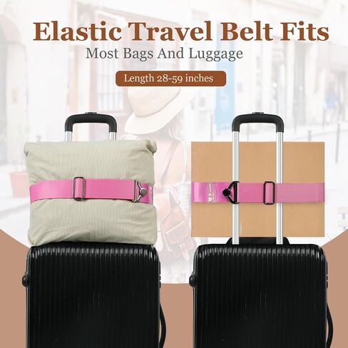 2-in-1 Travel Belt for Luggage Straps Add a Bag Bungees Luggage Strap Over Handle Suitcases Belt for Carry On Bag Elastic Belt Adjustable Suitcase Strap Airport Travel Accessories in Saudi Arabia