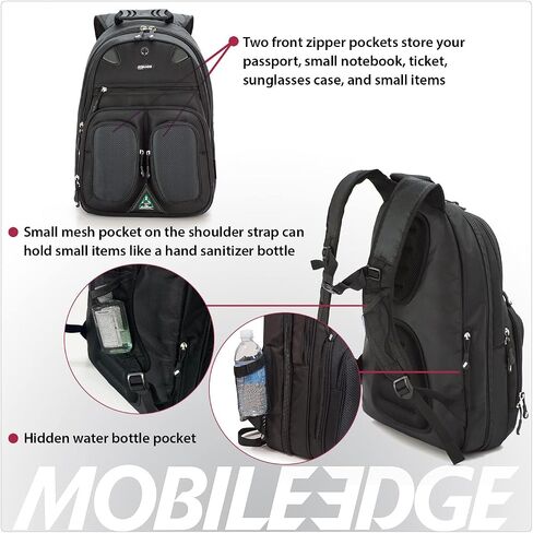 Mobile Edge ScanFast Laptop Briefcase Bag for Men and Women, for 16" PC and Compatible with MacBook 17", TSA Checkpoint Friendly, Black in Saudi Arabia