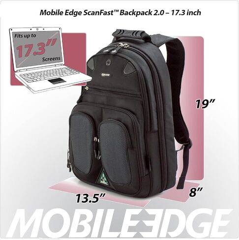 Mobile Edge ScanFast Laptop Briefcase Bag for Men and Women, for 16" PC and Compatible with MacBook 17", TSA Checkpoint Friendly, Black in Saudi Arabia