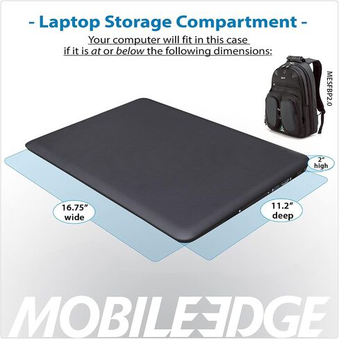 Mobile Edge ScanFast Laptop Briefcase Bag for Men and Women, for 16" PC and Compatible with MacBook 17", TSA Checkpoint Friendly, Black in Saudi Arabia