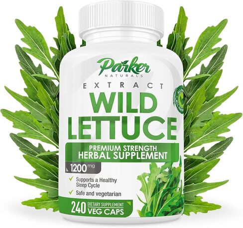 Wild Lettuce Capsules, 1200mg Herbal Sleep Supplement with 4:1 Wild Lettuce Extract, Lactuca Virosa Natural Sleep Support Supplement, 120 Capsules in Kuwait