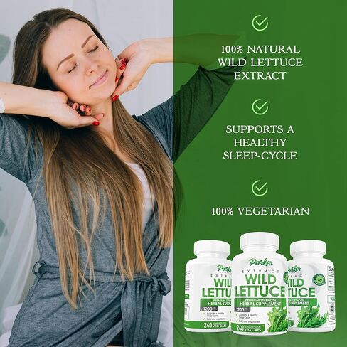 Wild Lettuce Capsules, 1200mg Herbal Sleep Supplement with 4:1 Wild Lettuce Extract, Lactuca Virosa Natural Sleep Support Supplement, 120 Capsules in Kuwait