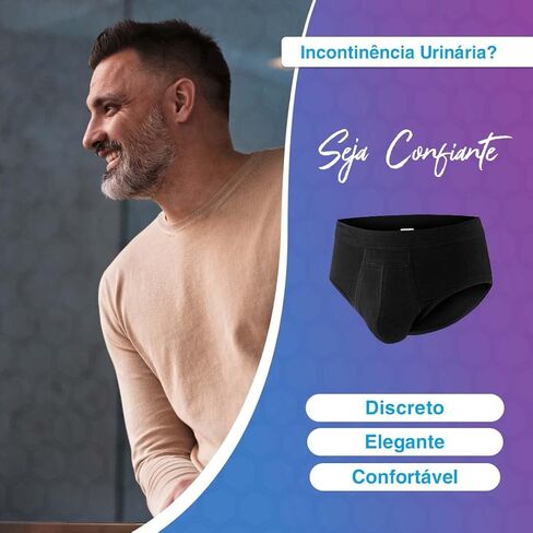 PRO-TECH-Dry Washable & Reusable Urinary Incontinence Cotton Brief Underwear for Men with Front Absorbent Area - 5 Pack (Buy 4 Get 1 Free), Black Small in Kuwait