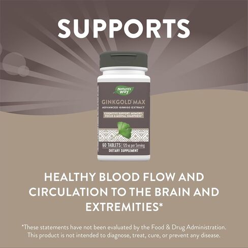Nature's Way Ginkgold Max Advanced Ginkgo Extract for Mental Sharpness 1x Daily 120 mg, 30 Count in Saudi Arabia
