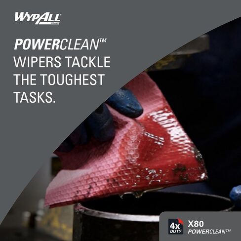 WypAll Power Clean X80 Heavy Duty Cloths (41055), Extended Use Jumbo Roll, Red, 475 Sheets / Roll, 1 Roll / Case in Saudi Arabia
