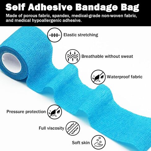 Bandages First Aid Tape Cohesive Bandage First Aid Bandages Cohesive Wrap Adhesive Bandage Self Adherent Cohesive Wrap Bandages Colorful Bandages (Blue Footprint, 2-Inch) in Saudi Arabia