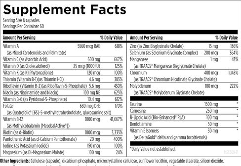 Designs for Health Metabolic Synergy - Multivitamin and Mineral Supplement with Chromium, Zinc, Selenium, R-Lipoic Acid, Vitamins + More (360 Capsules) in Saudi Arabia