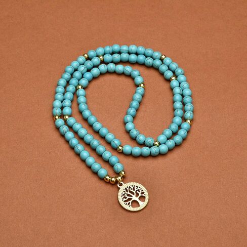 Meditation Accessories, 108 Mala Beads, Gold Tree of Life Charm, Yoga Beads Bracelet or Necklace for Men or Women in Saudi Arabia