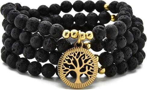 Meditation Accessories, 108 Mala Beads, Gold Tree of Life Charm, Yoga Beads Bracelet or Necklace for Men or Women in Saudi Arabia