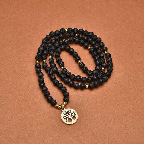 Meditation Accessories, 108 Mala Beads, Gold Tree of Life Charm, Yoga Beads Bracelet or Necklace for Men or Women in Saudi Arabia