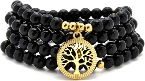 Meditation Accessories, 108 Mala Beads, Gold Tree of Life Charm, Yoga Beads Bracelet or Necklace for Men or Women in Saudi Arabia