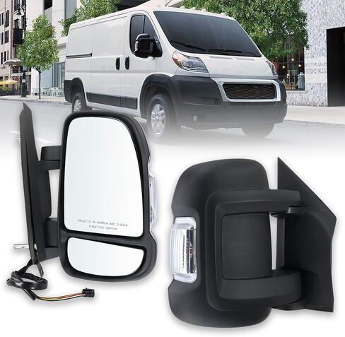 مرآة جانبية للراكب الأيمن متوافقة مع 2014-2024 Ram Promaster 1500/2500/3500 مع ضوء إشارة الانعطاف اليدوي بدون طاقة، زجاج غير ساخن، استبدال #CH1321417 5VE98JXWAB(2Pins) in Kuwait