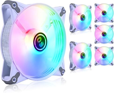 DS RGB Fans 120mm 6 Pack Case Cooling LED Fans for White Black PC Case, CPU Cooler and Radiators System (DK Series) in Saudi Arabia